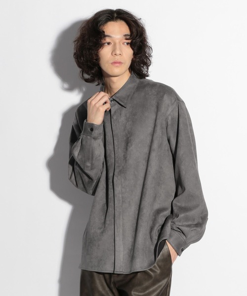 HARE（ハレ）の「【SET UP対応】ドレープフェイクスウェードシャツ(HARE)（シャツ/ブラウス・メンズ・グレー/オレンジ/ブラック/イエロー/ブラック系その他/グレー系その他/オレンジ系その他・MEDIUM/SMALL）」の5枚目の写真