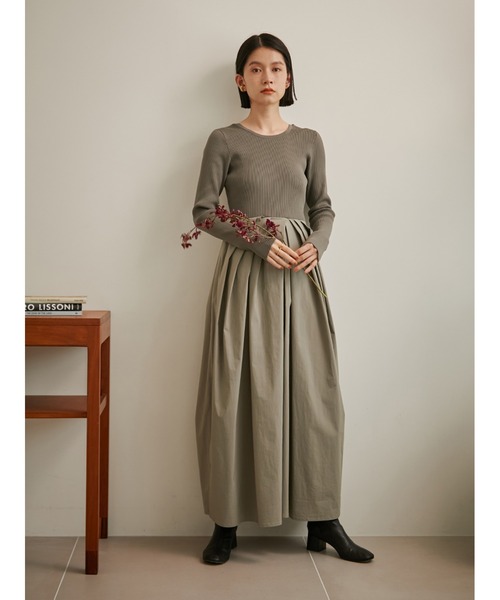 Stylevoice for xxx(スタイルヴォイスフォー)の「タフタドッキングリブニットワンピース(ワンピース・レディース・モカ/ブラック/グレー・FREE)」の7枚目の写真