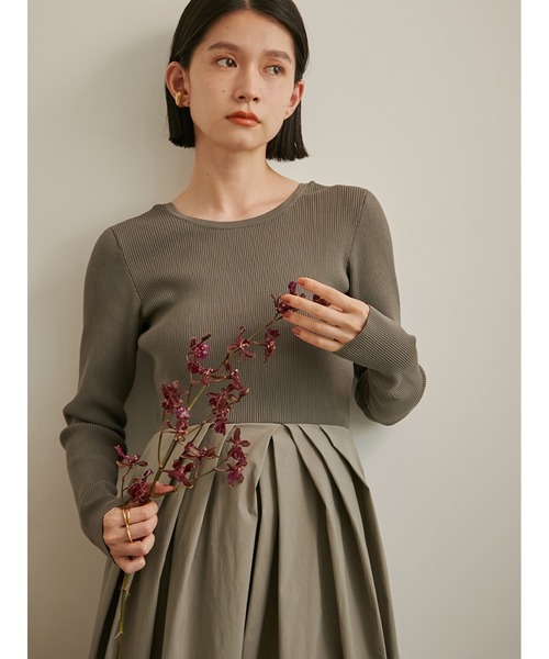 Stylevoice for xxx(スタイルヴォイスフォー)の「タフタドッキングリブニットワンピース(ワンピース・レディース・モカ/ブラック/グレー・FREE)」の8枚目の写真