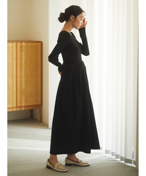 Stylevoice for xxx(スタイルヴォイスフォー)の「タフタドッキングリブニットワンピース(ワンピース・レディース・モカ/ブラック/グレー・FREE)」の18枚目の写真