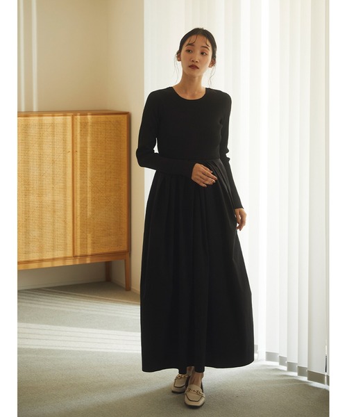 Stylevoice for xxx(スタイルヴォイスフォー)の「タフタドッキングリブニットワンピース(ワンピース・レディース・モカ/ブラック/グレー・FREE)」の20枚目の写真