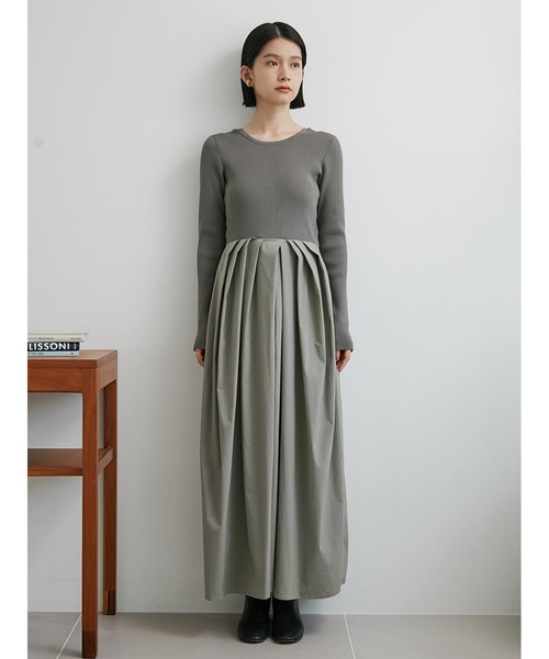 Stylevoice for xxx(スタイルヴォイスフォー)の「タフタドッキングリブニットワンピース(ワンピース・レディース・モカ/ブラック/グレー・FREE)」の21枚目の写真