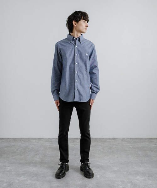 Rocky Monroe(ロッキーモンロー)の「Healthknit ヘルスニットプロダクト 日本製 国産 ダンガリーボタンダウンシャツ(シャツ/ブラウス・メンズ・ネイビー/ブルー・M/L/XL)」の12枚目の写真