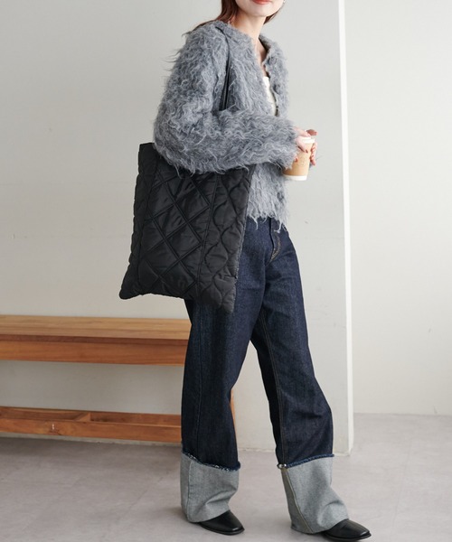 DISCOAT(ディスコート)の「キルティングトートバッグ(トートバッグ・レディース・アイボリー/ブラック/カーキ・FREE)」の18枚目の写真