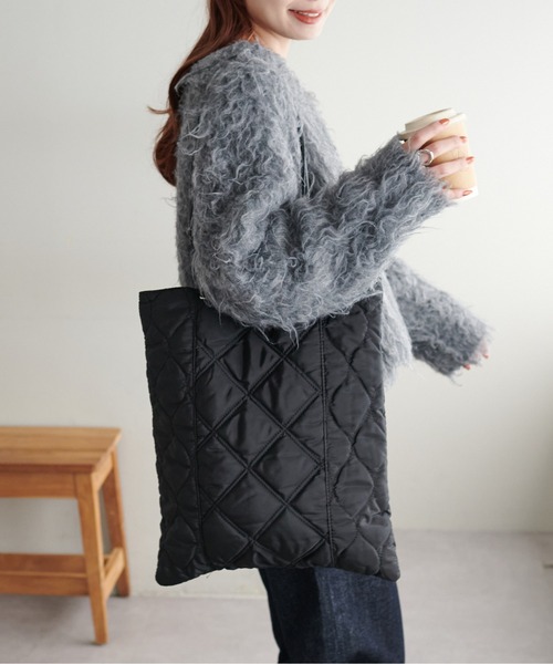 DISCOAT(ディスコート)の「キルティングトートバッグ(トートバッグ・レディース・アイボリー/ブラック/カーキ・FREE)」の14枚目の写真