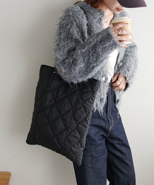 DISCOAT(ディスコート)の「キルティングトートバッグ(トートバッグ・レディース・アイボリー/ブラック/カーキ・FREE)」の12枚目の写真