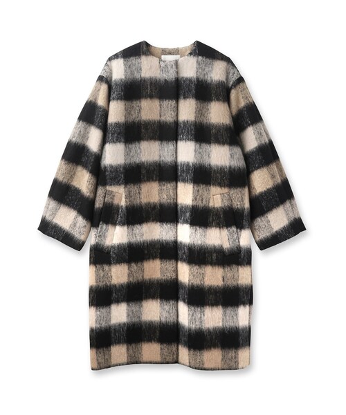 GALLEST（ギャレスト）の「ボックスシャギーコート（ノーカラーコート・レディース・ダークグレー/ブラック/ブラウン系2・34/38）」の4枚目の写真