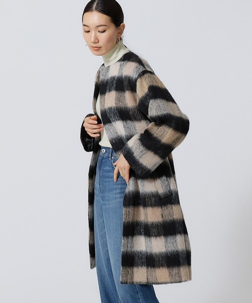 GALLEST（ギャレスト）の「ボックスシャギーコート（ノーカラーコート・レディース・ダークグレー/ブラック/ブラウン系2・34/38）」の13枚目の写真