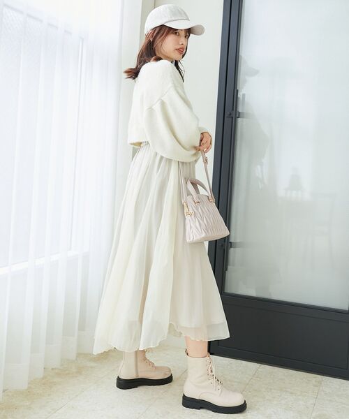 MAJESTIC LEGON(マジェスティックレゴン)の「オーガンジーヘムスカート(スカート・レディース・ブラック/アイボリー/ピンクベージュ・MEDIUM)」の6枚目の写真