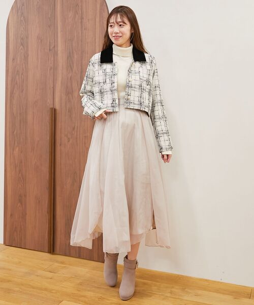 MAJESTIC LEGON(マジェスティックレゴン)の「オーガンジーヘムスカート(スカート・レディース・ブラック/アイボリー/ピンクベージュ・MEDIUM)」の10枚目の写真