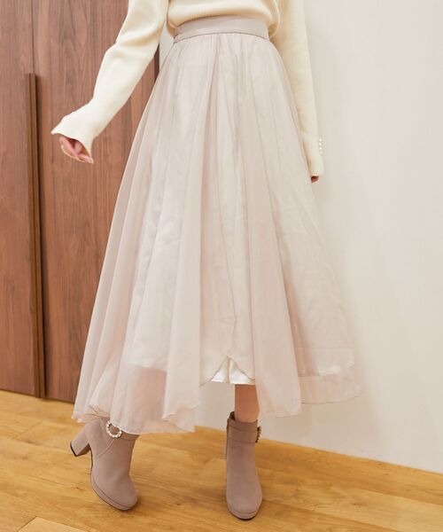 MAJESTIC LEGON(マジェスティックレゴン)の「オーガンジーヘムスカート(スカート・レディース・ブラック/アイボリー/ピンクベージュ・MEDIUM)」の11枚目の写真