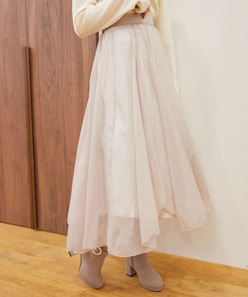 MAJESTIC LEGON(マジェスティックレゴン)の「オーガンジーヘムスカート(スカート・レディース・ブラック/アイボリー/ピンクベージュ・MEDIUM)」の12枚目の写真