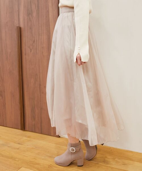 MAJESTIC LEGON(マジェスティックレゴン)の「オーガンジーヘムスカート(スカート・レディース・ブラック/アイボリー/ピンクベージュ・MEDIUM)」の13枚目の写真