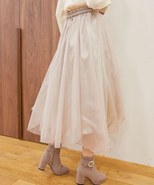 MAJESTIC LEGON(マジェスティックレゴン)の「オーガンジーヘムスカート(スカート・レディース・ブラック/アイボリー/ピンクベージュ・MEDIUM)」の14枚目の写真
