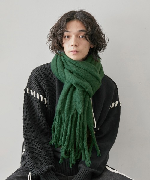 JUNRED(ジュンレッド)の「ボリュームカラーマフラー(マフラー・メンズ・ライトグレー/グリーン/オレンジ/ホワイト/ブラック・FREE)」の4枚目の写真