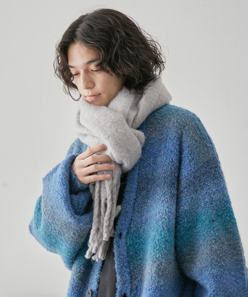 JUNRED(ジュンレッド)の「ボリュームカラーマフラー(マフラー・メンズ・ライトグレー/グリーン/オレンジ/ホワイト/ブラック・FREE)」の3枚目の写真