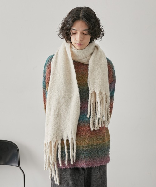 JUNRED(ジュンレッド)の「ボリュームカラーマフラー(マフラー・メンズ・ライトグレー/グリーン/オレンジ/ホワイト/ブラック・FREE)」の11枚目の写真