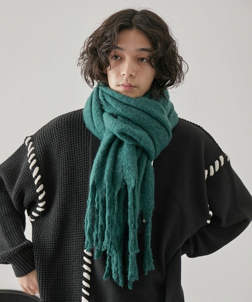 JUNRED(ジュンレッド)の「ボリュームカラーマフラー(マフラー・メンズ・ライトグレー/グリーン/オレンジ/ホワイト/ブラック・FREE)」の12枚目の写真