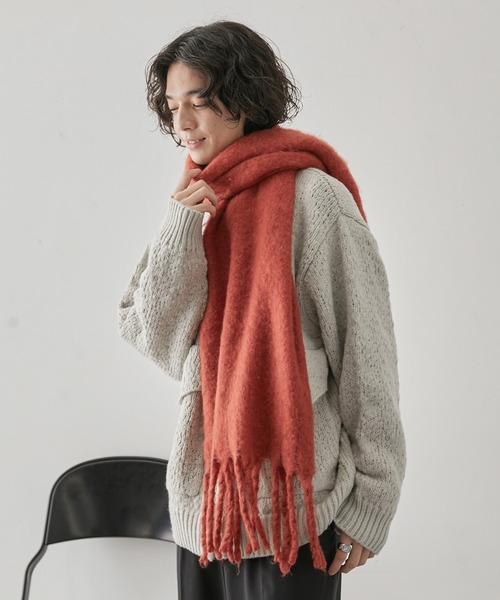 JUNRED(ジュンレッド)の「ボリュームカラーマフラー(マフラー・メンズ・ライトグレー/グリーン/オレンジ/ホワイト/ブラック・FREE)」の14枚目の写真