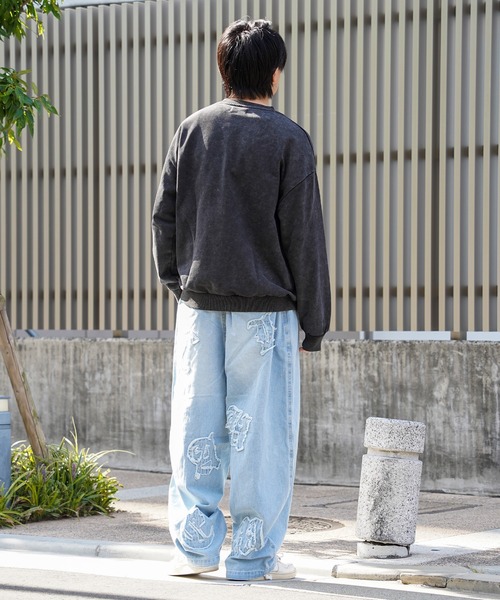 1111clothing（ワンフォークロージング）の「【unisex】ボトルラベルロゴ刺繍 ピグメントトレーナー / Bottle label logo embroidery pigment sweatshirt（スウェット・メンズ・ブラック系/グレー系・44）」の12枚目の写真