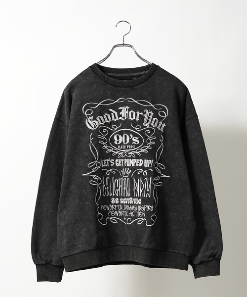 1111clothing（ワンフォークロージング）の「【unisex】ボトルラベルロゴ刺繍 ピグメントトレーナー / Bottle label logo embroidery pigment sweatshirt（スウェット・メンズ・ブラック系/グレー系・44）」の8枚目の写真