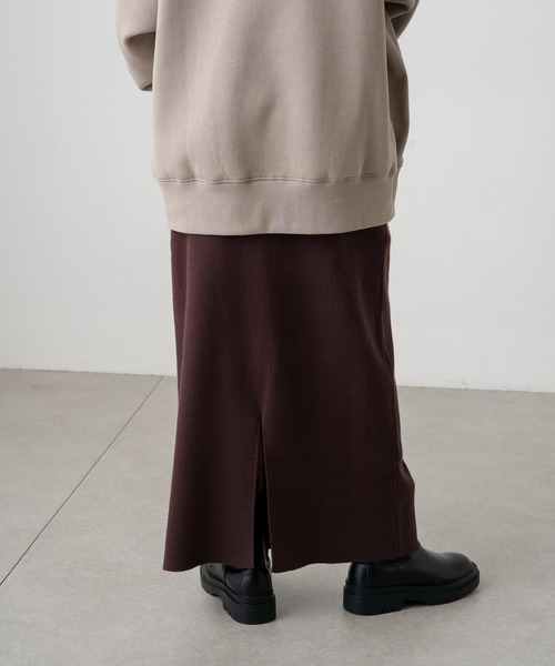 PUAL CE CIN（ピュアルセシン）の「リブニットナロースカート（スカート・レディース・グレー/ブラウン/ブラック・FREE）」の12枚目の写真