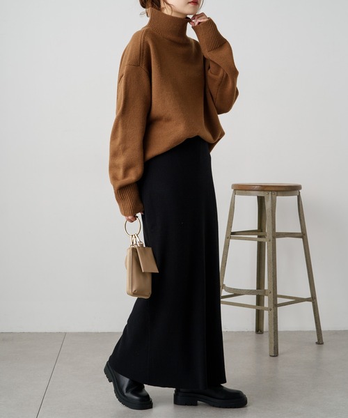 PUAL CE CIN（ピュアルセシン）の「リブニットナロースカート（スカート・レディース・グレー/ブラウン/ブラック・FREE）」の18枚目の写真