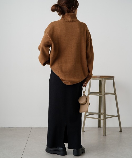 PUAL CE CIN（ピュアルセシン）の「リブニットナロースカート（スカート・レディース・グレー/ブラウン/ブラック・FREE）」の19枚目の写真