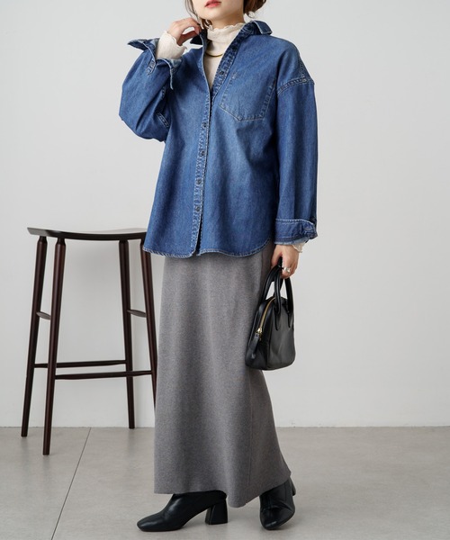 PUAL CE CIN（ピュアルセシン）の「リブニットナロースカート（スカート・レディース・グレー/ブラウン/ブラック・FREE）」の9枚目の写真