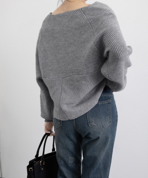 Miniministore(ミニミニストア)の「カシュクール ニットトップス レディース(ニット/セーター・レディース・アイボリー/モカ/ブルー/ブラック/グレー/ベージュ/ダークベージュ・フリー)」の10枚目の写真