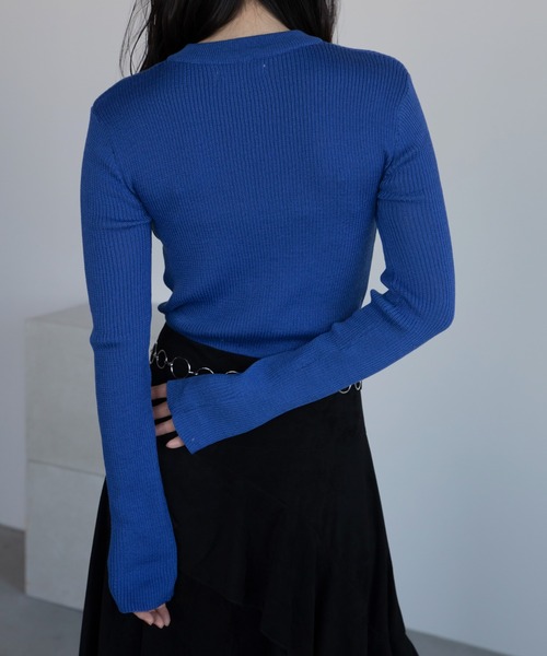 VACANCY(ヴァカンシー)の「チャイナボタンリブニット/新色追加/復刻カラー再販(Tシャツ/カットソー・レディース・ブルー/アイボリー/ブラック/ブラウン/レッド/パープル・FREE)」の20枚目の写真