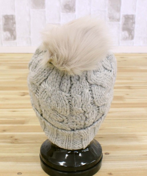 UGG ケーブルビーニー ホワイト O/S UGG（アグ） 【UGG/アグ】100819 Cable Beanie With Pom ケーブル