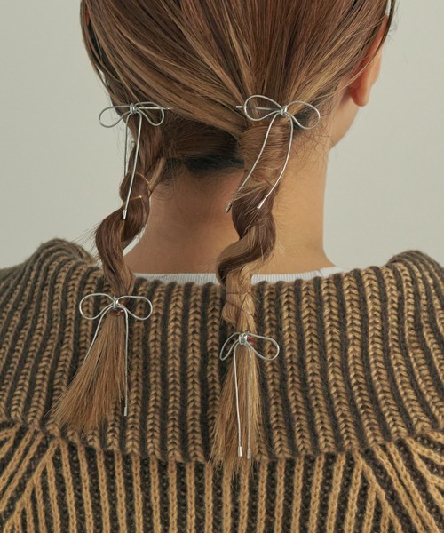 GOLDY（ゴールディ）の「コード ミニ リボン へアカフ & ヘアピン（その他ヘアアクセサリー・レディース・ブラック/シルバー/ゴールド・FREE）」の2枚目の写真