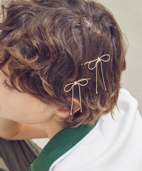 GOLDY（ゴールディ）の「コード ミニ リボン へアカフ & ヘアピン（その他ヘアアクセサリー・レディース・ブラック/シルバー/ゴールド・FREE）」の3枚目の写真