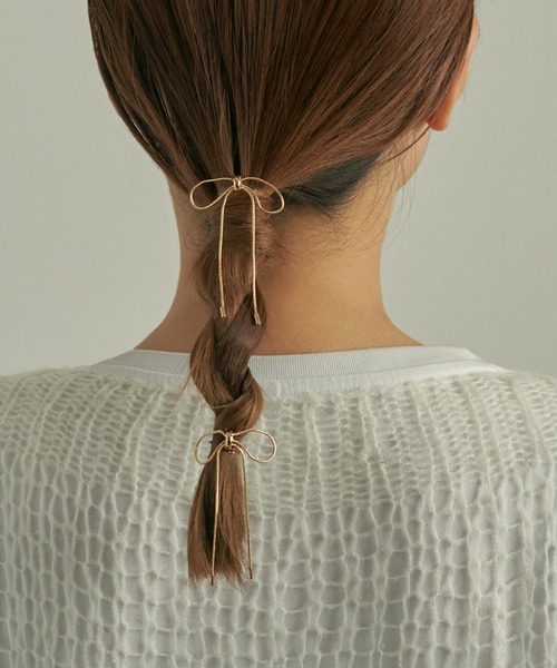 GOLDY（ゴールディ）の「コード ミニ リボン へアカフ & ヘアピン（その他ヘアアクセサリー・レディース・ブラック/シルバー/ゴールド・FREE）」の12枚目の写真