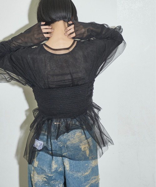 セール】ビスチェセットフォルムスリーブチュールシアートップス