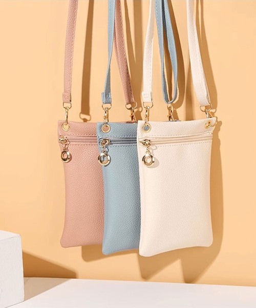 FUNALIVE（ファンアライブ）の「ソフト合皮フロントファスナー使いミニモバイルショルダーバッグ（ショルダーバッグ・メンズ・サックスブルー/ホワイト/ピンク/ブラック/オレンジ・FREE）」の7枚目の写真