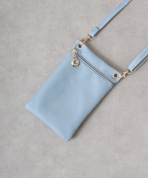 FUNALIVE（ファンアライブ）の「ソフト合皮フロントファスナー使いミニモバイルショルダーバッグ（ショルダーバッグ・メンズ・サックスブルー/ホワイト/ピンク/ブラック/オレンジ・FREE）」の9枚目の写真