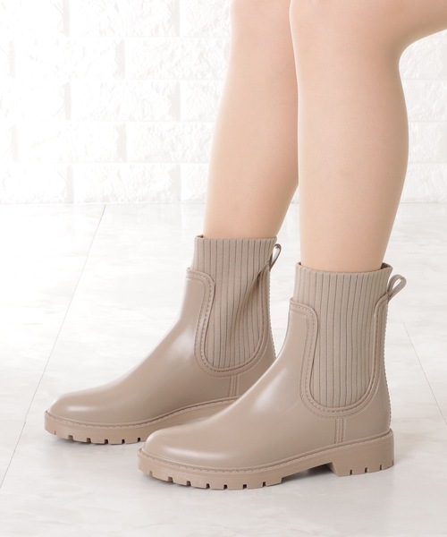 Lace Ladies(レースレディース)の「リブ ニット ドッキング ショート レインシューズ(レインシューズ・レディース・ブラック/ベージュ・23/23.5/24/24.5/ 25)」の14枚目の写真