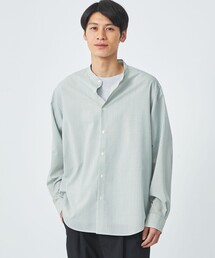 green label relaxing | TWウォッシャブルトロ ストライプ バンドカラー シャツ -ストレッチ・防シワ-(シャツ/ブラウス)