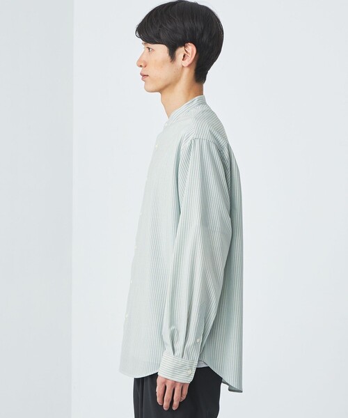 green label relaxing(グリーンレーベルリラクシング)の「TWウォッシャブルトロ ストライプ バンドカラー シャツ -ストレッチ・防シワ-(シャツ/ブラウス・メンズ・ロイヤルブルー/ケリー/ライトグレー・L/M/S/XL)」の10枚目の写真