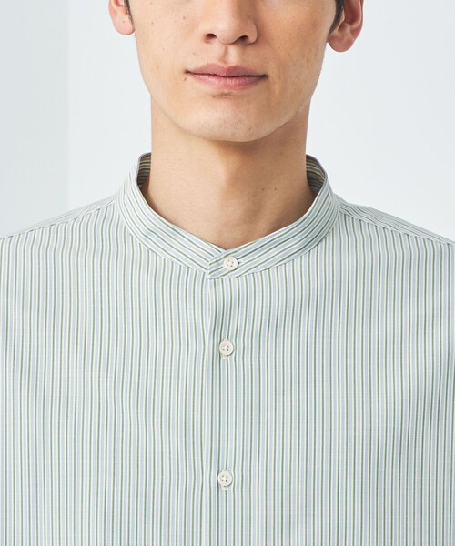 green label relaxing(グリーンレーベルリラクシング)の「TWウォッシャブルトロ ストライプ バンドカラー シャツ -ストレッチ・防シワ-(シャツ/ブラウス・メンズ・ロイヤルブルー/ケリー/ライトグレー・L/M/S/XL)」の12枚目の写真