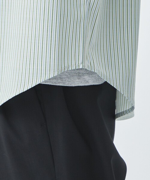 green label relaxing(グリーンレーベルリラクシング)の「TWウォッシャブルトロ ストライプ バンドカラー シャツ -ストレッチ・防シワ-(シャツ/ブラウス・メンズ・ロイヤルブルー/ケリー/ライトグレー・L/M/S/XL)」の5枚目の写真