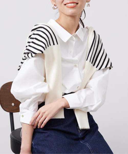 Chez toi(シェトワ)の「BACKギャザーデザインシャツ(シャツ/ブラウス・レディース・アイボリー/オフホワイト/バイオレット/ネイビー・FREE)」の2枚目の写真