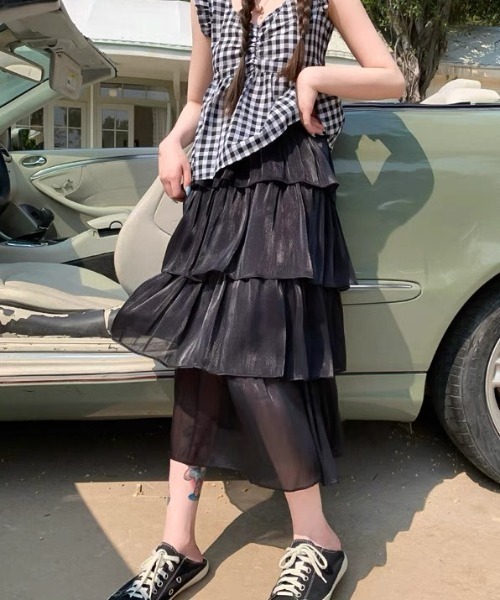 セール】モモンガサテンティアードスカート（スカート）｜DIAVEL