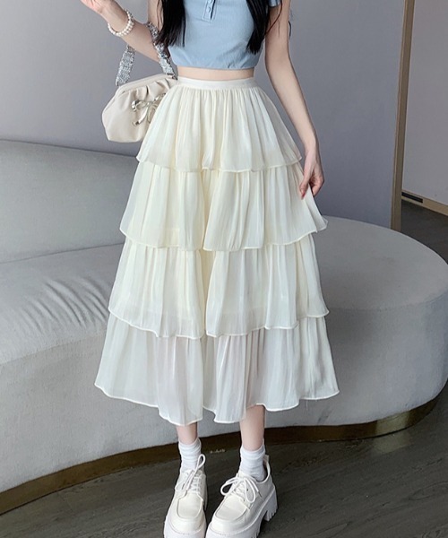 DIAVEL（ディアベル）の「モモンガサテンティアードスカート（スカート