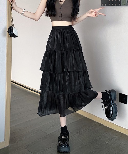 DIAVEL（ディアベル）の「モモンガサテンティアードスカート（スカート