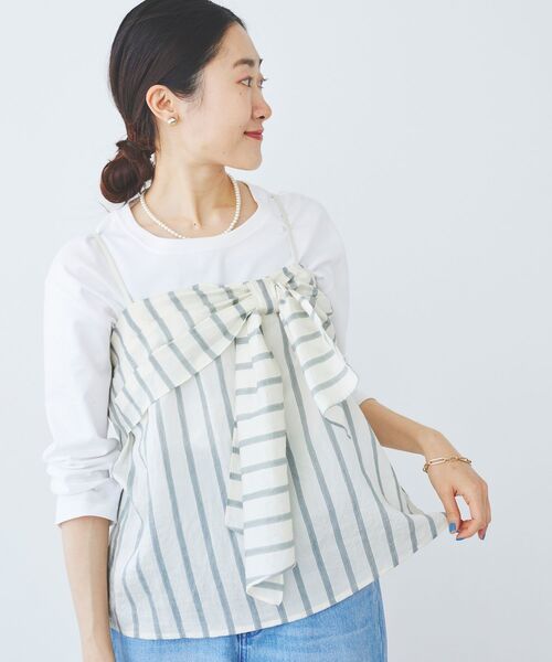 le.coeur blanc(ルクールブラン)の「フロントリボンキャミブラウス(シャツ/ブラウス・レディース・ホワイト系その他/カーキオリーブ・38)」の5枚目の写真
