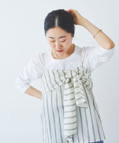 le.coeur blanc(ルクールブラン)の「フロントリボンキャミブラウス(シャツ/ブラウス・レディース・ホワイト系その他/カーキオリーブ・38)」の7枚目の写真