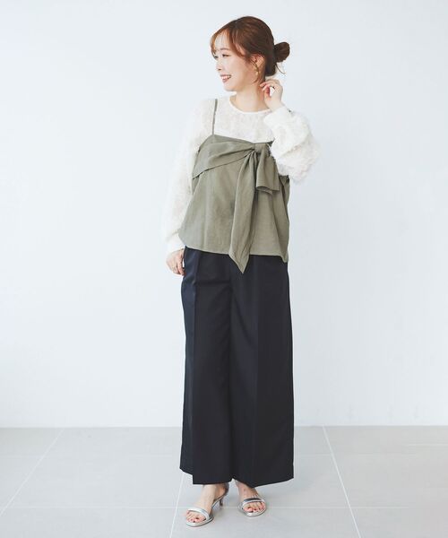 le.coeur blanc(ルクールブラン)の「フロントリボンキャミブラウス(シャツ/ブラウス・レディース・ホワイト系その他/カーキオリーブ・38)」の8枚目の写真